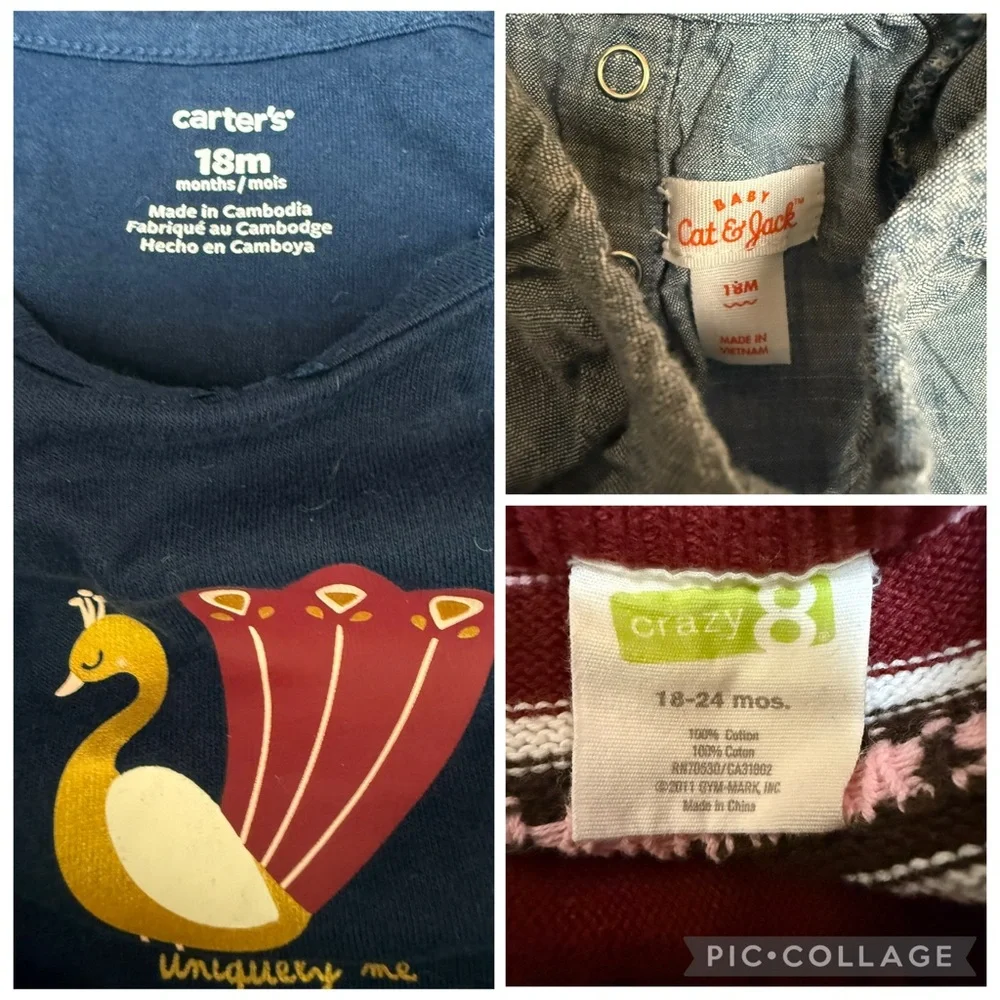 Carter's Crazy 8 Cat & Jack Toddler Girls FALL Outfits Set of 3 Size 18M